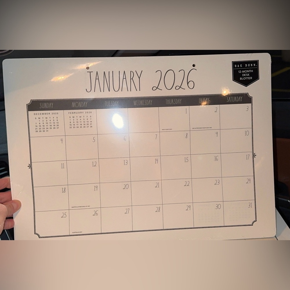 SALE NWT Rae Dunn January-December 26’ LRG Desk Blotter Monthly Planner Calendar